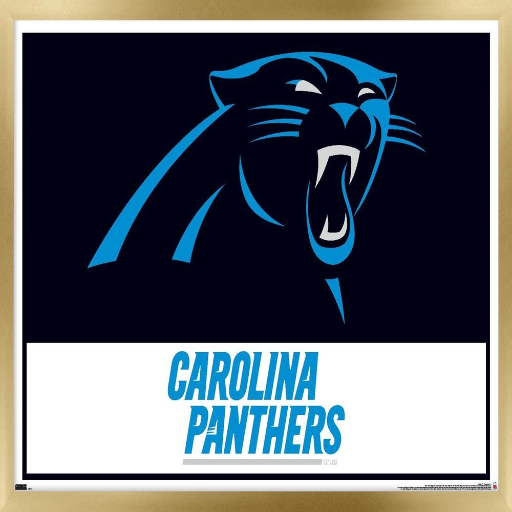 Trends International NFL Carolina Panthers - Logo 21 Wall Poster, 22.4L x 14.7W, Gold Framed Version