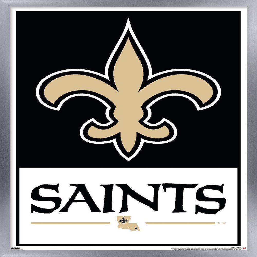 Trends International NFL New Orleans Saints - Logo 21 Wall Poster, 22.4L x 14.7W, Silver Framed Version