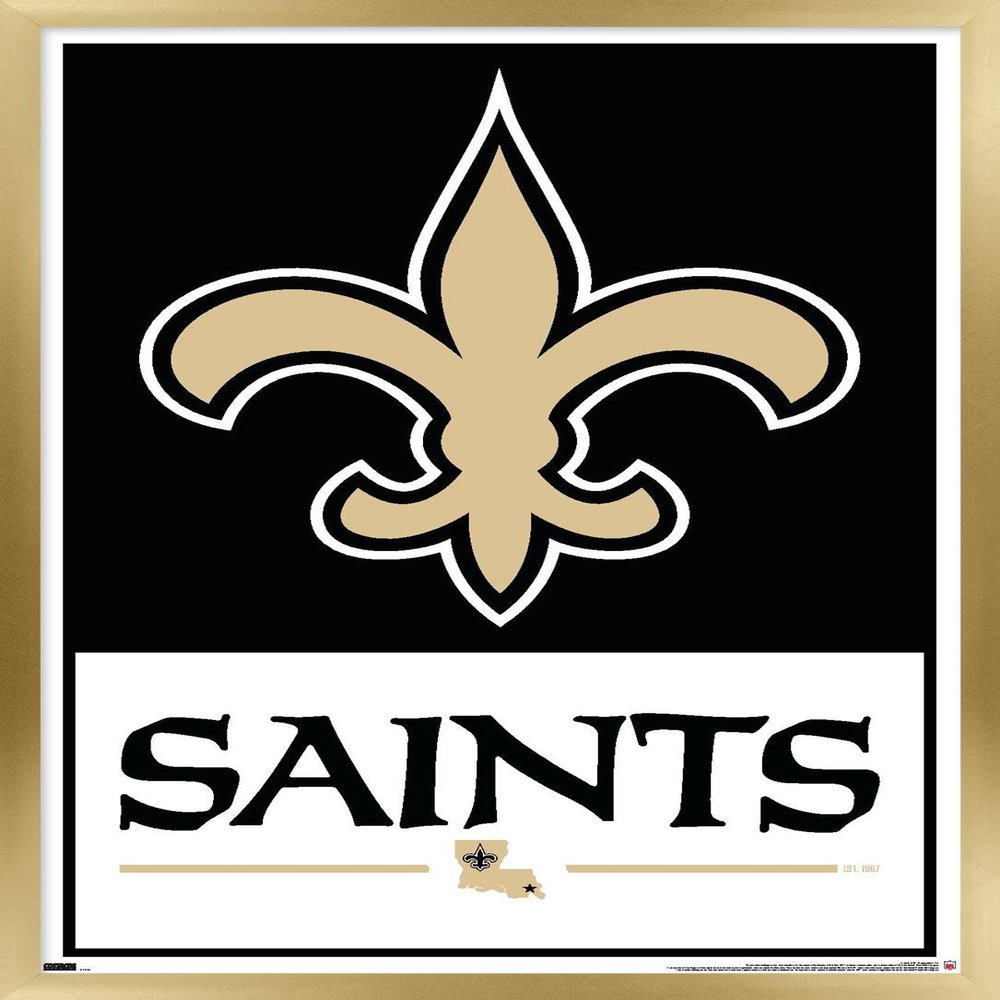 Trends International NFL New Orleans Saints - Logo 21 Wall Poster, 22.4L x 14.7W, Gold Framed Version