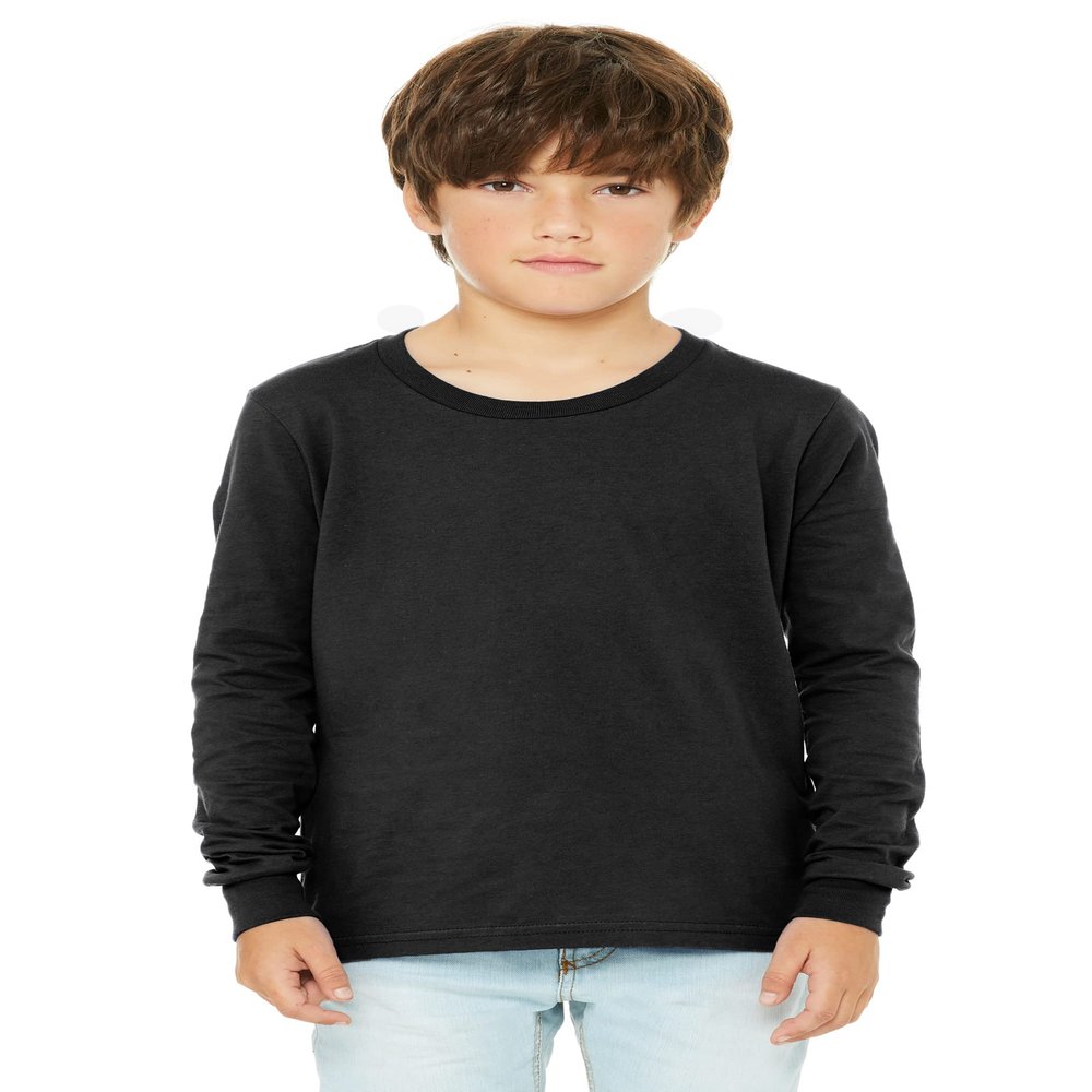 Daxton Youth Size Long Sleeve Tee Basic Tshirt Tops, Black T Shirt, Size Medium