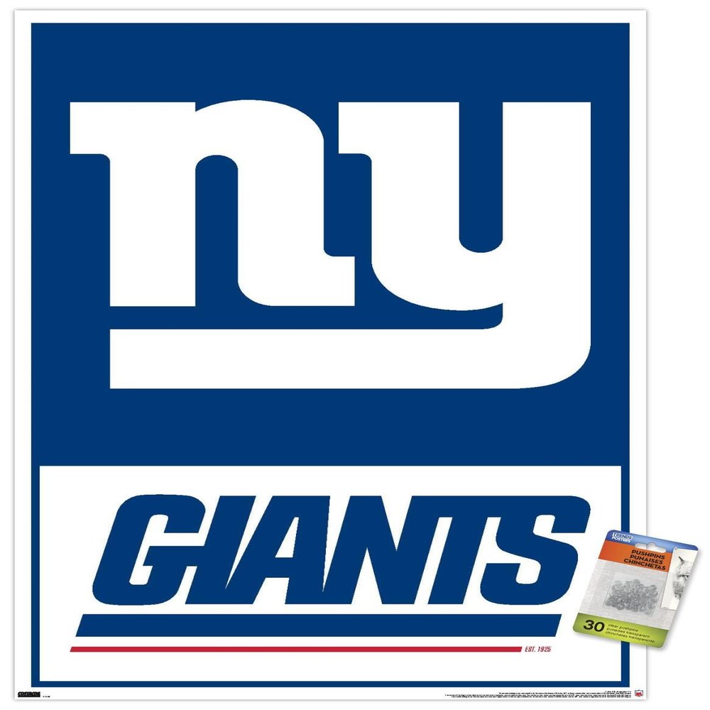 Trends International NFL New York Giants - Logo 21 Wall Poster, 22.37" x 34.00", Premium Poster & Push Pin Bundle