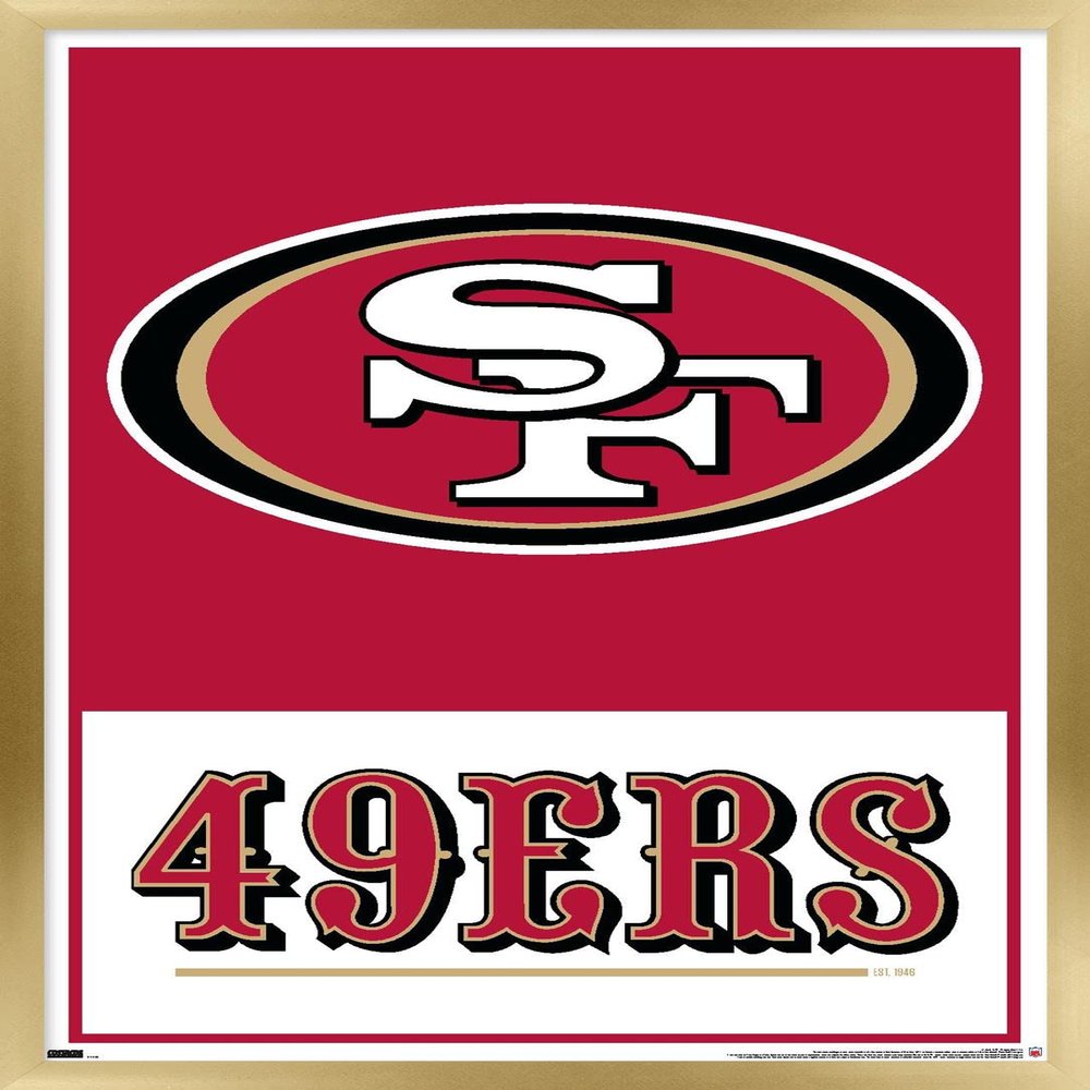 NFL San Francisco 49ers - Logo 21 Wall Poster, 22.4L" x 14.7W", Gold Framed Version