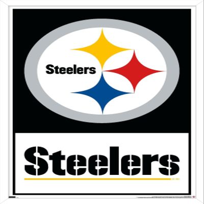 NFL Pittsburgh Steelers - Logo 21 Wall Poster, 34L" x 22.4W", White Framed Version