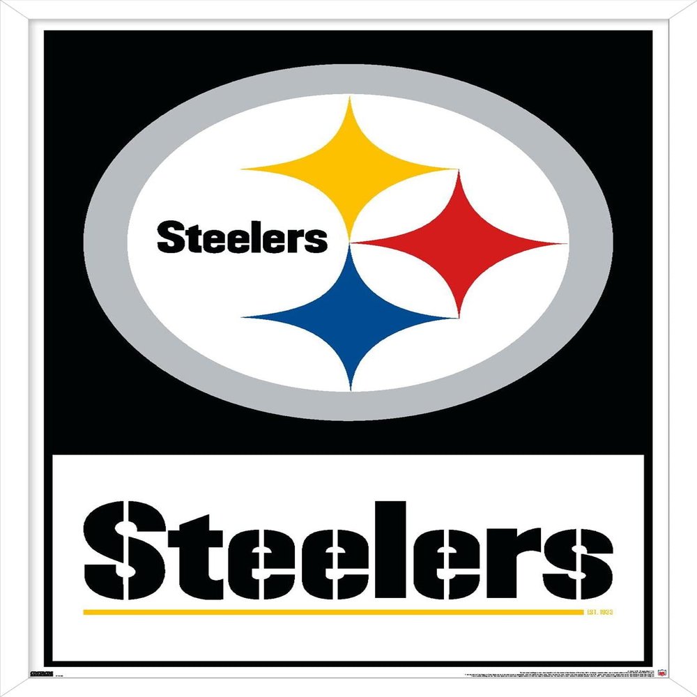 NFL Pittsburgh Steelers - Logo 21 Wall Poster, 34L" x 22.4W", White Framed Version