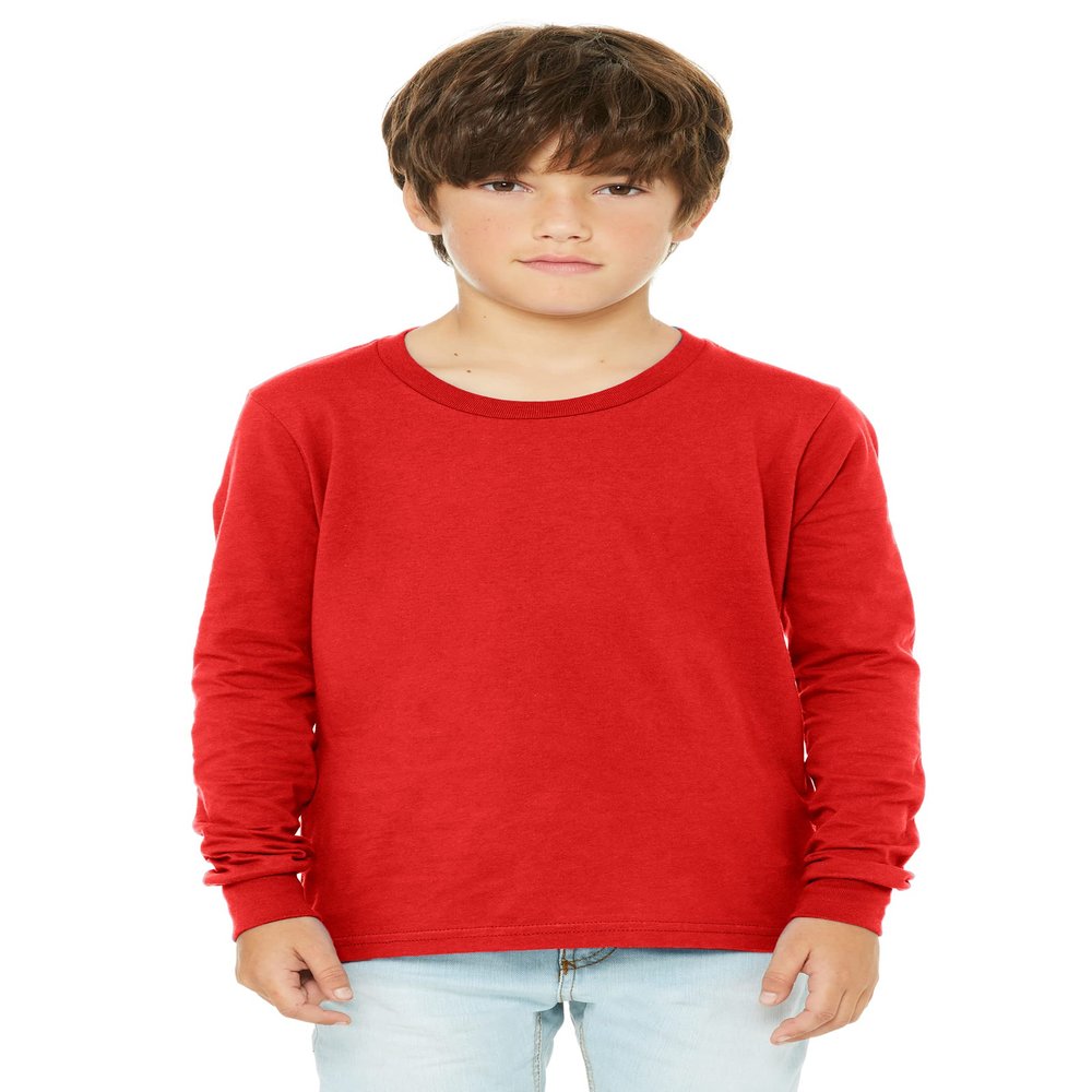Daxton Youth Size Long Sleeve Tee Basic Tshirt Tops, Red T Shirt, Size Large