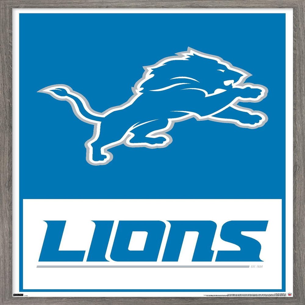 NFL Detroit Lions - Logo 21 Wall Poster, 22.4L" x 14.7W", Barnwood Framed Version