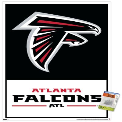 Trends International NFL Atlanta Falcons - Logo 21 Wall Poster, 22.37" x 34.00", Premium Poster & Push Pin Bundle
