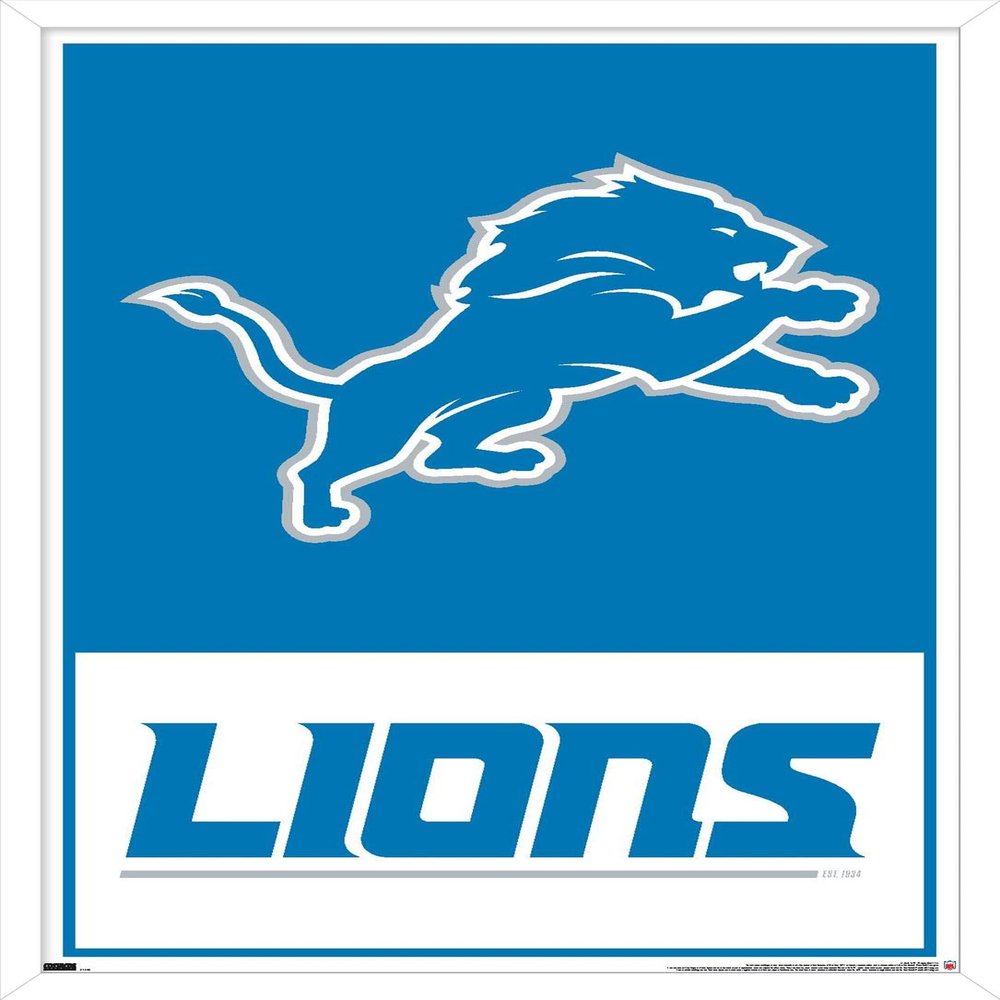 NFL Detroit Lions - Logo 21 Wall Poster, 22.4L" x 14.7W", White Framed Version