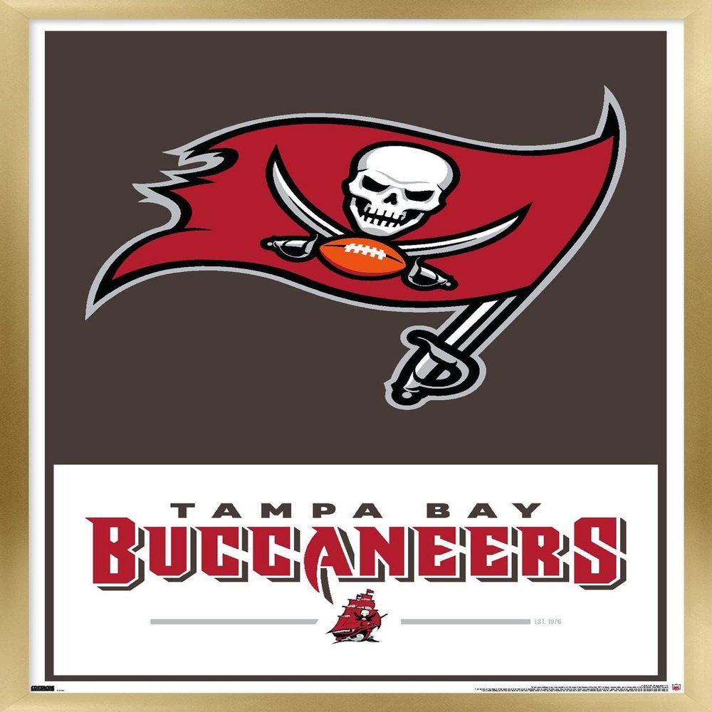 Trends International NFL Tampa Bay Buccaneers - Logo 21 Wall Poster, 34L x 22.4W, Gold Framed Version