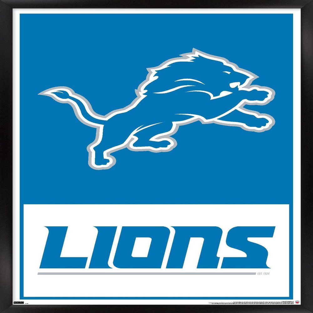 NFL Detroit Lions - Logo 21 Wall Poster, 22.4L" x 14.7W", Black Framed Version