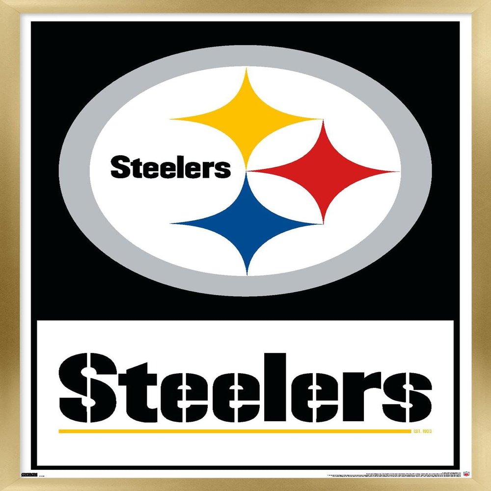 NFL Pittsburgh Steelers - Logo 21 Wall Poster, 22.4L" x 14.7W", Gold Framed Version