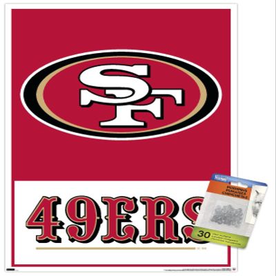 Trends International NFL San Francisco 49ers - Logo 21 Wall Poster, 14.72" x 22.37", Premium Poster & Push Pin Bundle