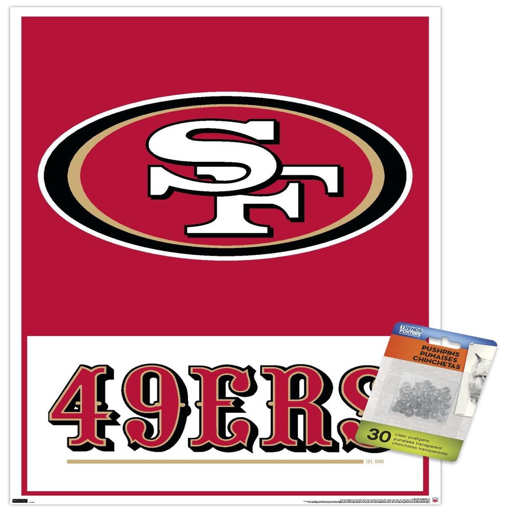 Trends International NFL San Francisco 49ers - Logo 21 Wall Poster, 14.72" x 22.37", Premium Poster & Push Pin Bundle