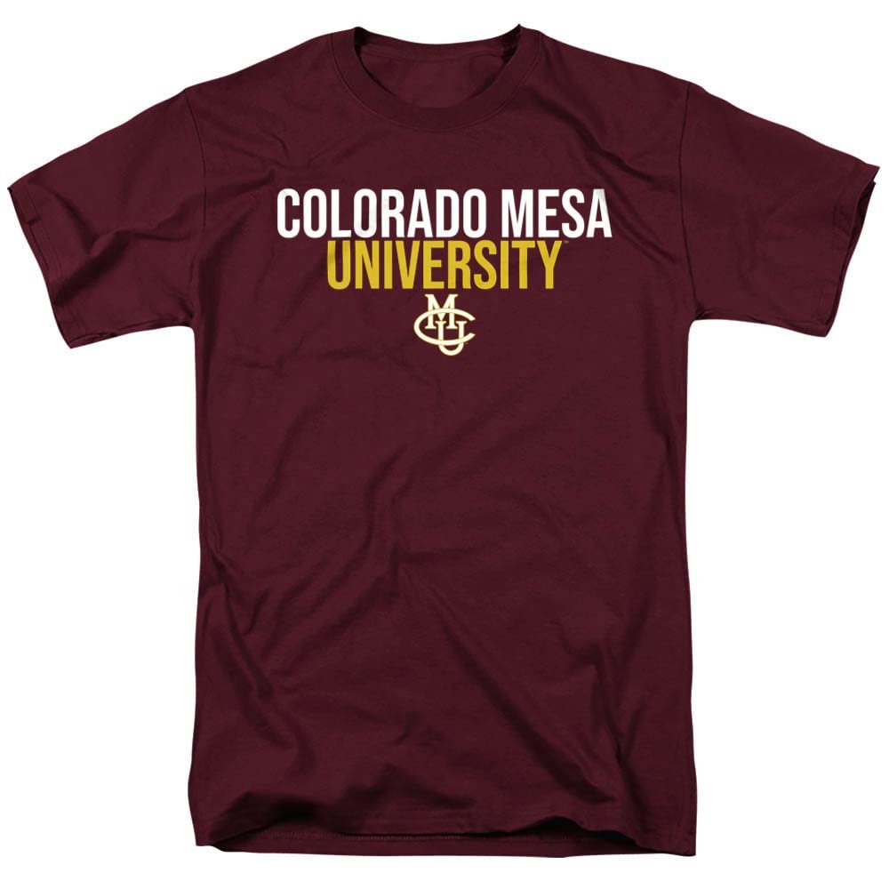 Colorado Mesa University Official Stacked Unisex Adult T Shirt,Maroon, 3X-Large