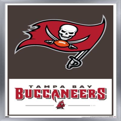 Trends International NFL Tampa Bay Buccaneers - Logo 21 Wall Poster, 34L x 22.4W, Silver Framed Version