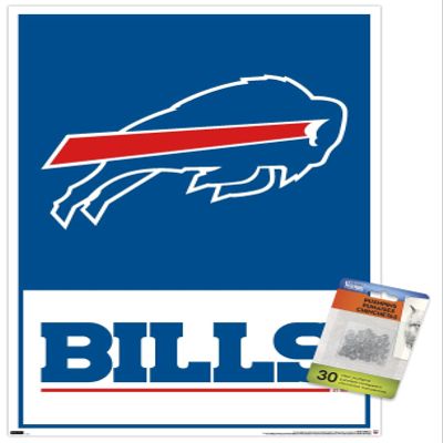 Trends International NFL Buffalo Bills - Logo 21 Wall Poster, 14.72" x 22.37", Premium Poster & Push Pin Bundle
