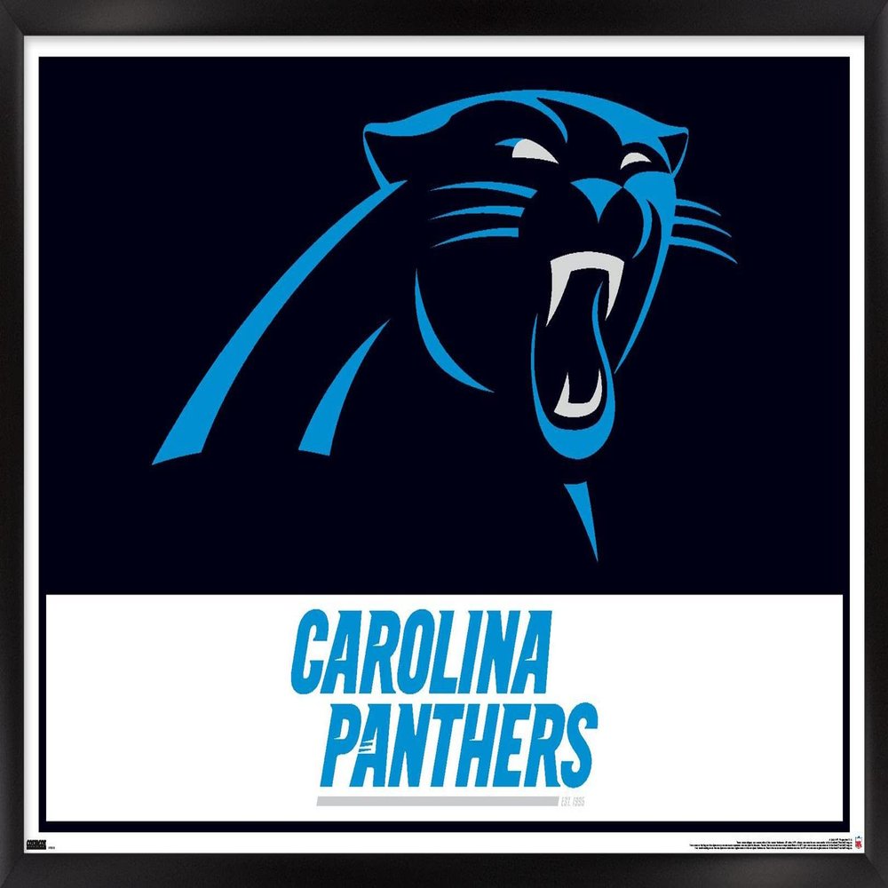 Trends International NFL Carolina Panthers - Logo 21 Wall Poster, 22.4L x 14.7W, Black Framed Version