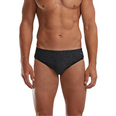 TYR Men's Standard Durafast One Racer Brief Swimsuit, Pitch Black, 34