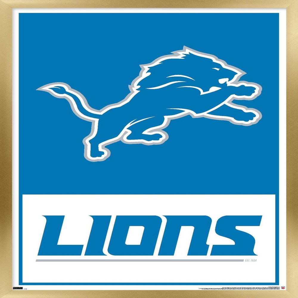 NFL Detroit Lions - Logo 21 Wall Poster, 22.4L" x 14.7W", Gold Framed Version