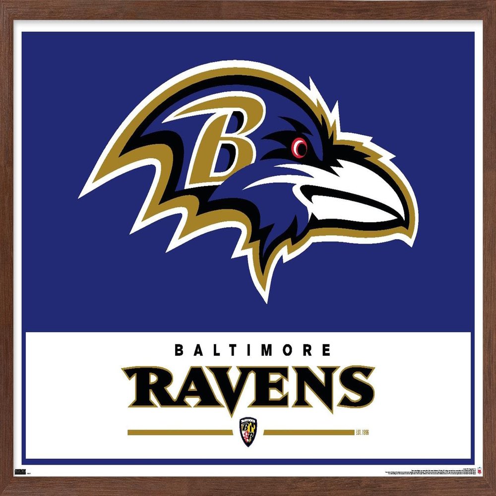 NFL Baltimore Ravens - Logo 21 Wall Poster, 34L" x 22.4W", Mahogany Framed Version