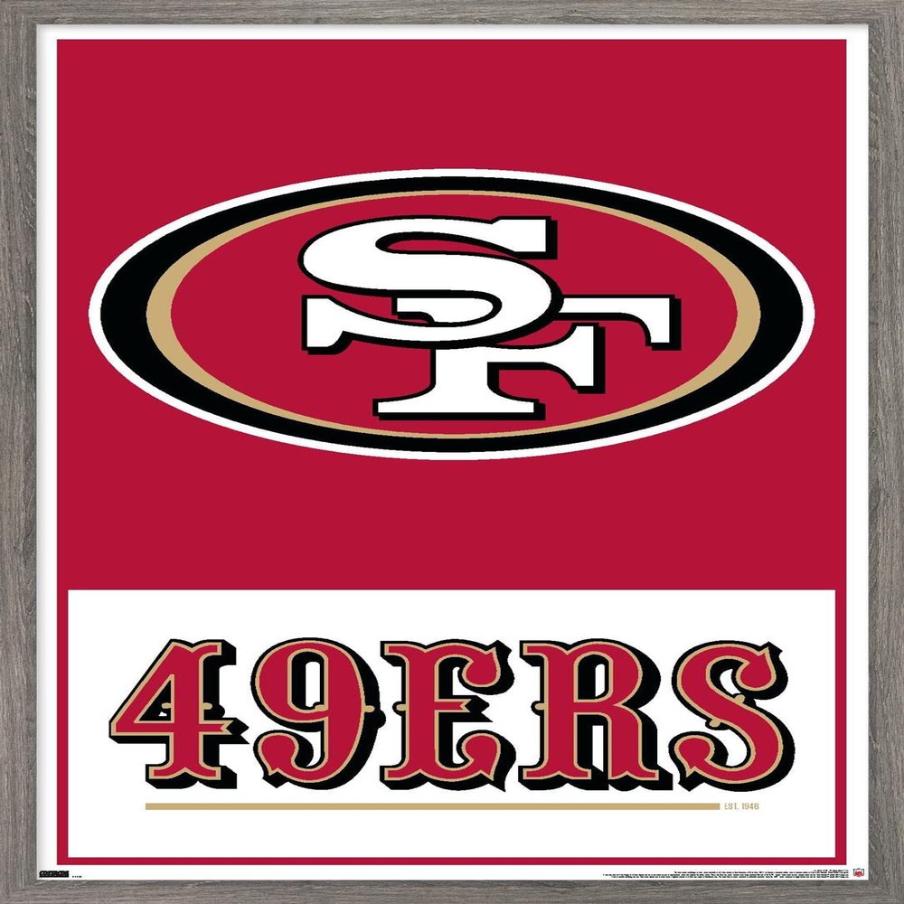 NFL San Francisco 49ers - Logo 21 Wall Poster, 22.4L" x 14.7W", Barnwood Framed Version