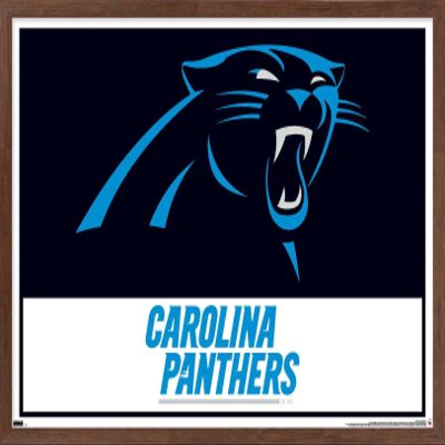 Trends International NFL Carolina Panthers - Logo 21 Wall Poster, 22.4L x 14.7W, Mahogany Framed Version