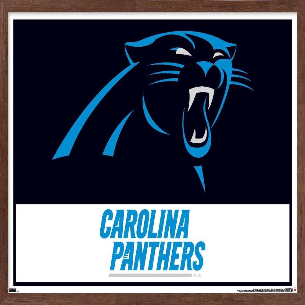 Trends International NFL Carolina Panthers - Logo 21 Wall Poster, 22.4L x 14.7W, Mahogany Framed Version