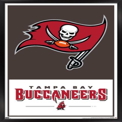 Trends International NFL Tampa Bay Buccaneers - Logo 21 Wall Poster, 34L x 22.4W, Black Framed Version