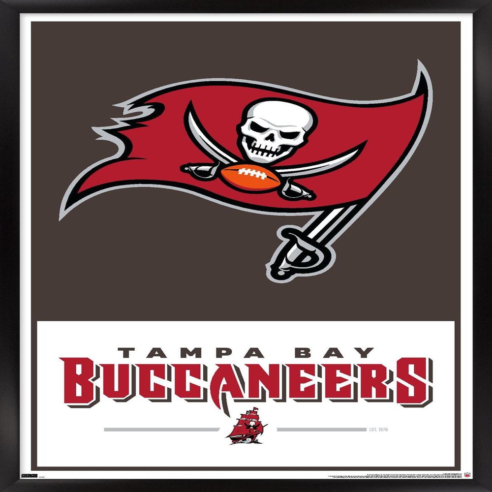 Trends International NFL Tampa Bay Buccaneers - Logo 21 Wall Poster, 34L x 22.4W, Black Framed Version