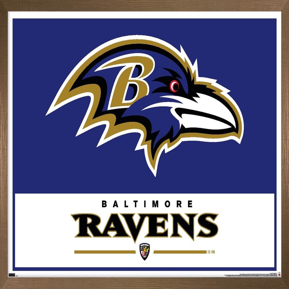 NFL Baltimore Ravens - Logo 21 Wall Poster, 22.4L" x 14.7W", Bronze Framed Version