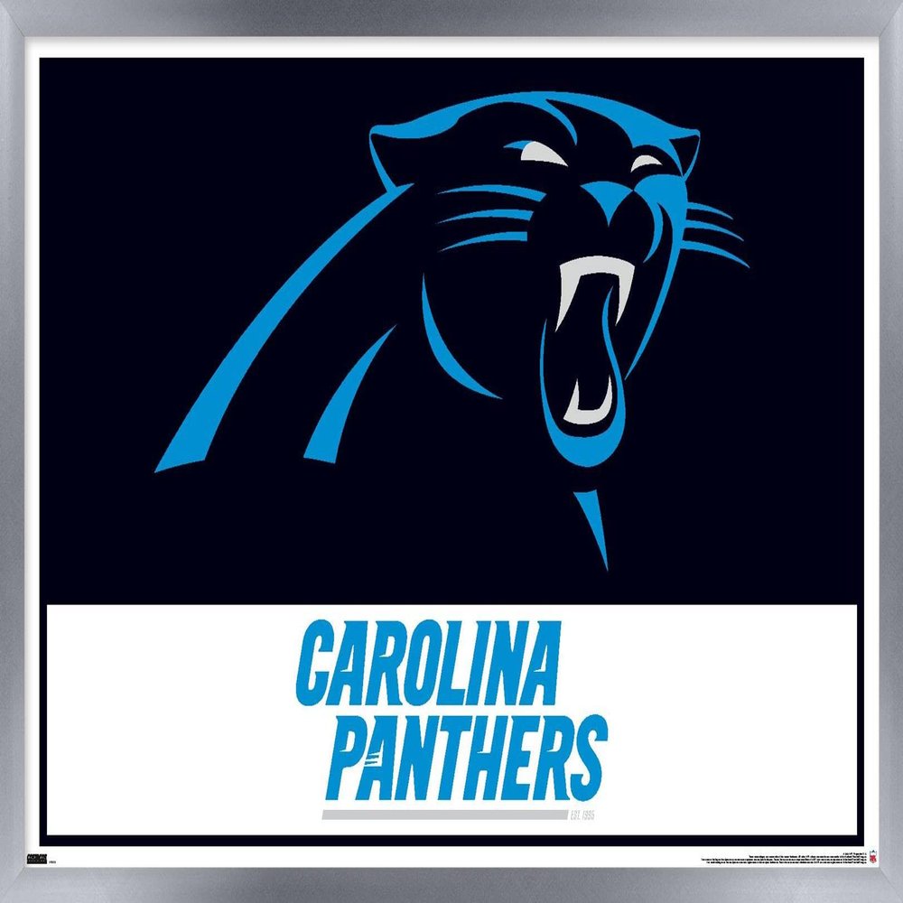 Trends International NFL Carolina Panthers - Logo 21 Wall Poster, 22.4L x 14.7W, Silver Framed Version