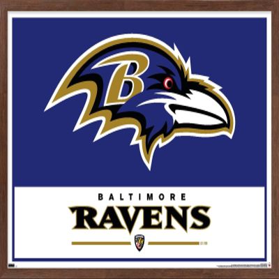 NFL Baltimore Ravens - Logo 21 Wall Poster, 22.4L" x 14.7W", Mahogany Framed Version