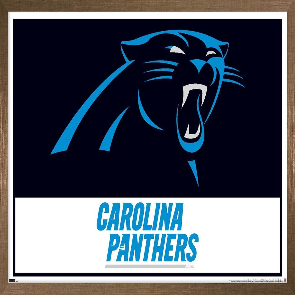 Trends International NFL Carolina Panthers - Logo 21 Wall Poster, 22.4L x 14.7W, Bronze Framed Version