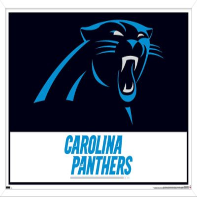 Trends International NFL Carolina Panthers - Logo 21 Wall Poster, 22.4L x 14.7W, White Framed Version
