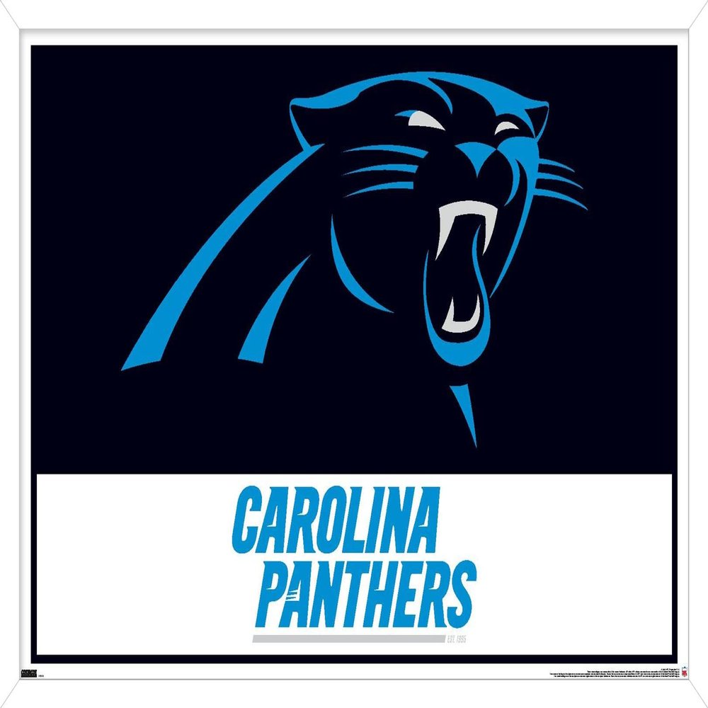 Trends International NFL Carolina Panthers - Logo 21 Wall Poster, 22.4L x 14.7W, White Framed Version