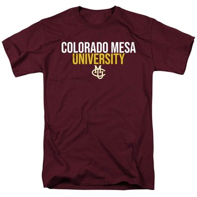 Colorado Mesa University Official Stacked Unisex Adult T Shirt,Maroon, X-Large