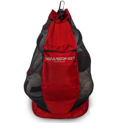 PowerNet Mesh Bag Ball Storage for Soccer, Football & Volleyball, Ball Bag with Exterior Valuables Pocket, Training Equipment Storage Ideal for Teams and Coaches