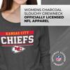Team Fan Apparel NFL Womens Charcoal Crew Neck Football Apparel, Light Weight Slouchy Raglan Sleeve Crewneck Pullover (Kansas City Chiefs - Charcoal, XX-Large) view 3