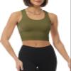 MixMatchy Women's Casual Basic Sports Crop Tank Tops Racerback Running Yoga Tanks Cotton Sleeveless Gym Shirts Military Green M view 2