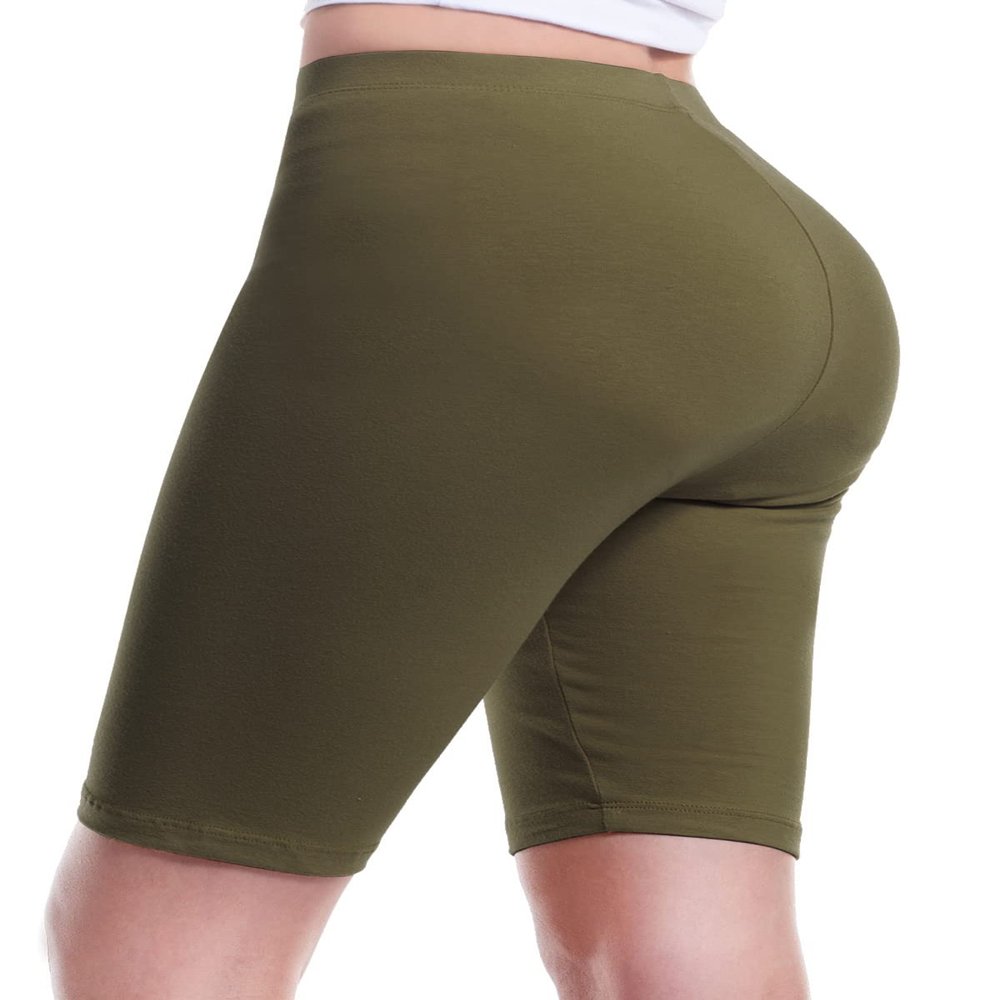 Design by Olivia Women's Basic Solid Active Yoga Biker Shorts Military Green S