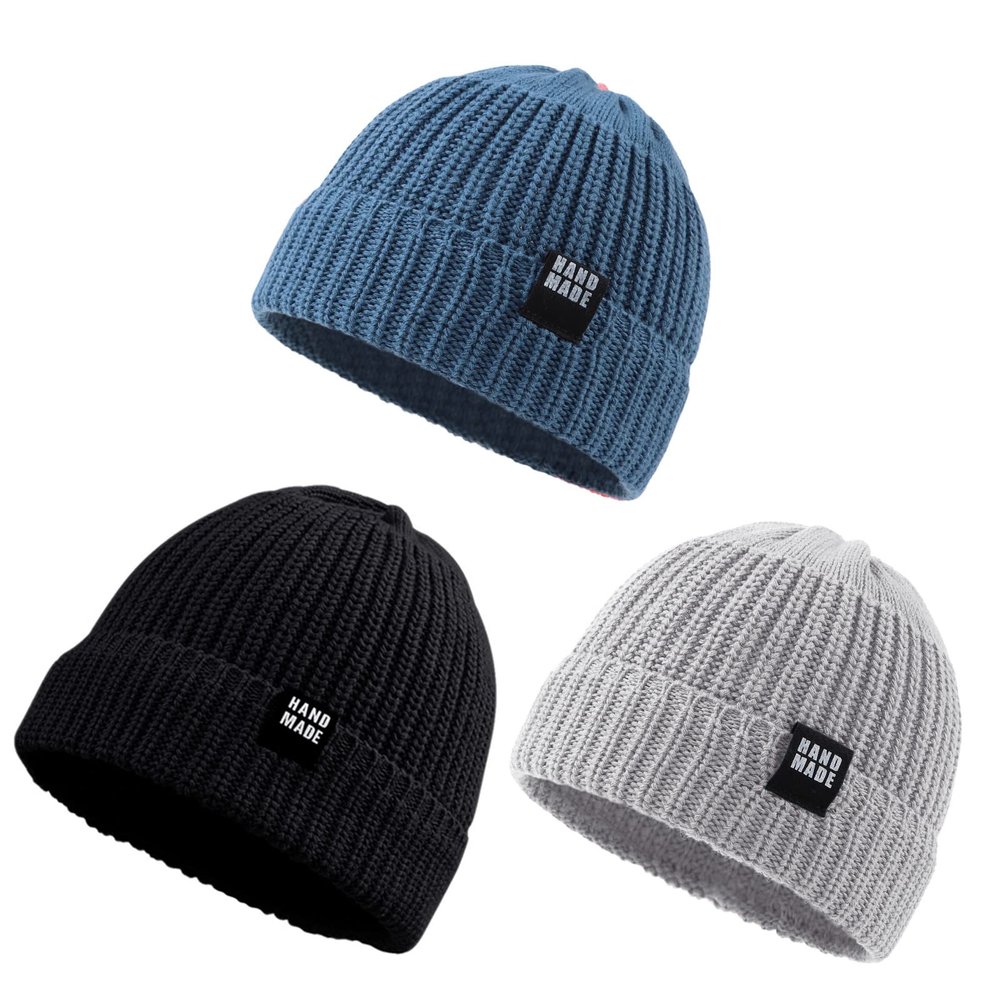 JANGANNSA Simple Knitted Baby Beanie Hip-Hop Boys Winter Hat Toddler Kids Bonnet for Girls 0-5Y (3PCS-B, 6-24 Months)