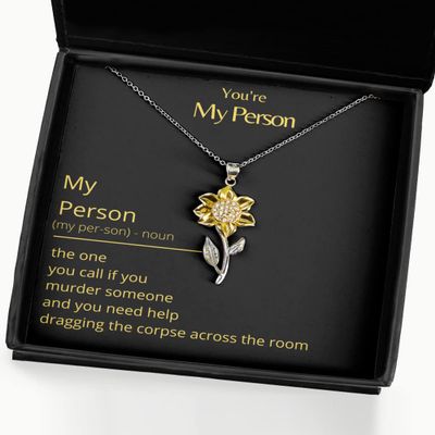 You're My Person, Youre My Person, Sunflower Necklace, Gifts for Bestie, Gold Plated Necklace Sunflower, for Girlfriend - Sunflower Pe