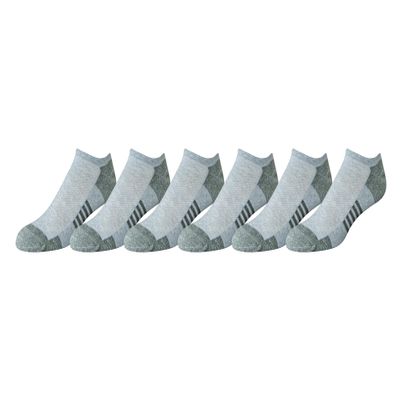 Amazon Essentials Men's Cotton Performance Cushioned No Show Athletic Running Socks, 6 Pairs, Grey, 13-15
