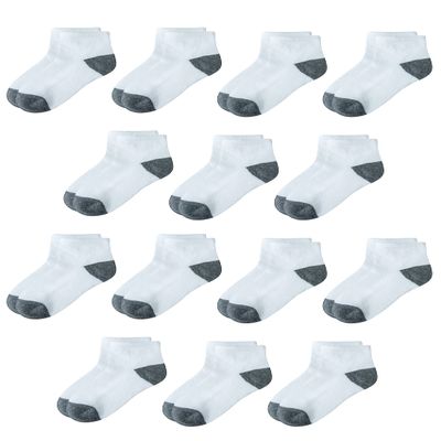 Amazon Essentials Unisex Toddlers' Cotton Ankle Socks for Boys Girls Toddlers, 14 Pairs, Grey Heather White, 2-3T