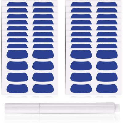 Sumind 144 Pairs Eye Strips Sports Eye Stickers Breathable Strips with 1 White Pencil for Baseball Football Softball Fans on Game Day (Blue)