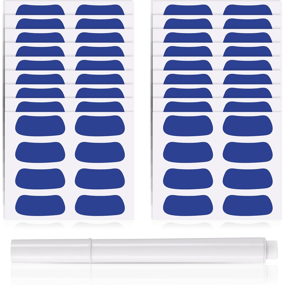 Sumind 144 Pairs Eye Strips Sports Eye Stickers Breathable Strips with 1 White Pencil for Baseball Football Softball Fans on Game Day (Blue)