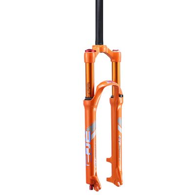 Jejy Travel 120mm Mountain Fork Bicycle Suspension 26inch, Double Air Chamber Front Fork MTB 26/27.5 Bike Magnesium Alloy (Color : Orange, Size : 26)
