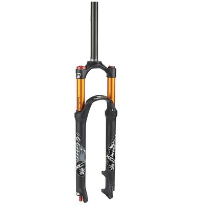 Jejy Tapered/Straight 1-1/8" 26/27.5/29" MTB Front Fork, Bike Shock Absorber Air Mountain Fork Black Rebound Adjust Shoulder Control (Color : Straight Gold Tube, Size : 29)