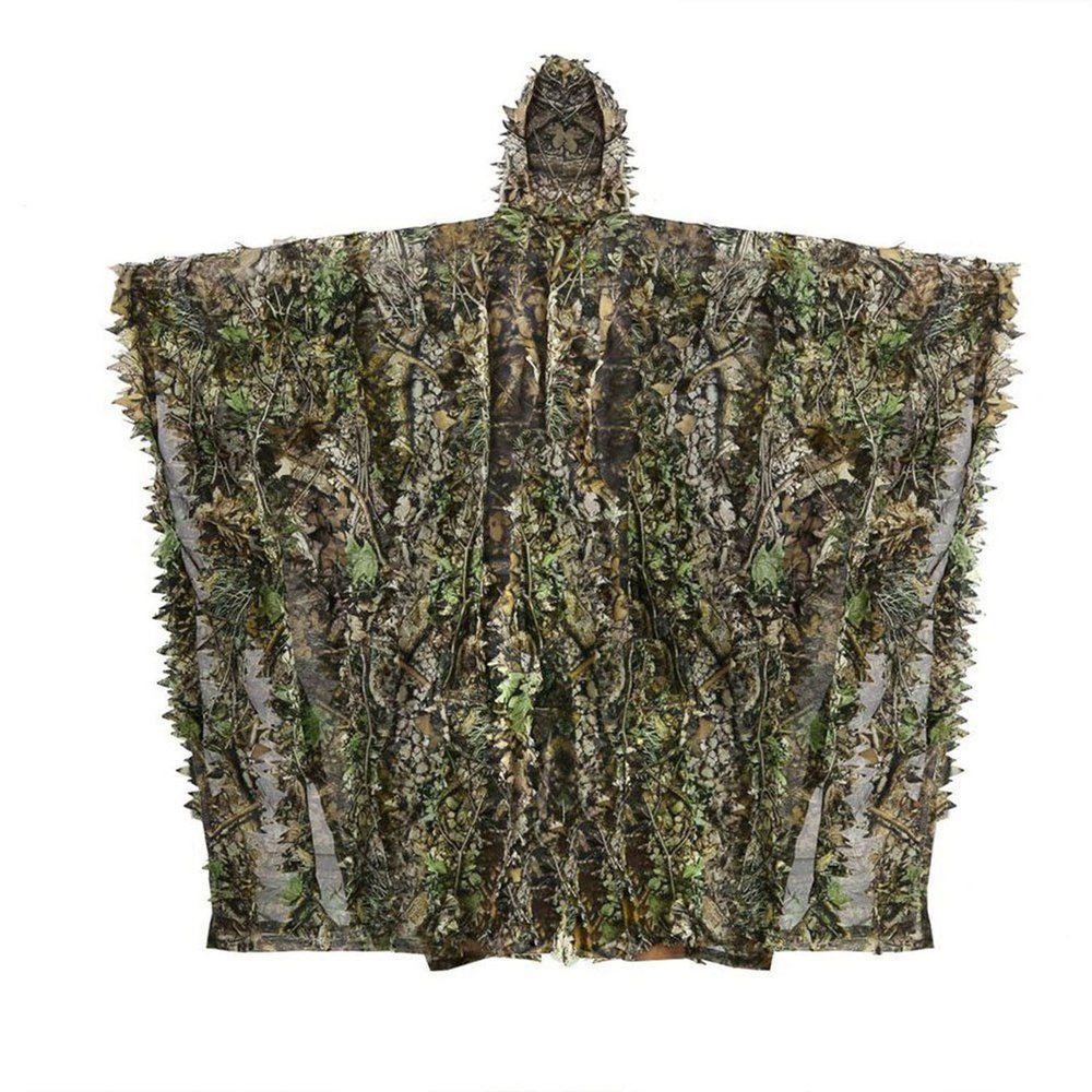 Camouflage Suits,3D Leafy Poncho Sniper Cloak Camo Onsie Adult Hunting Gear One Piece Hunting Suit for Men Photography Airsoft Paintball Accessories,Lightweihgt Breathable (Size : One-Size)