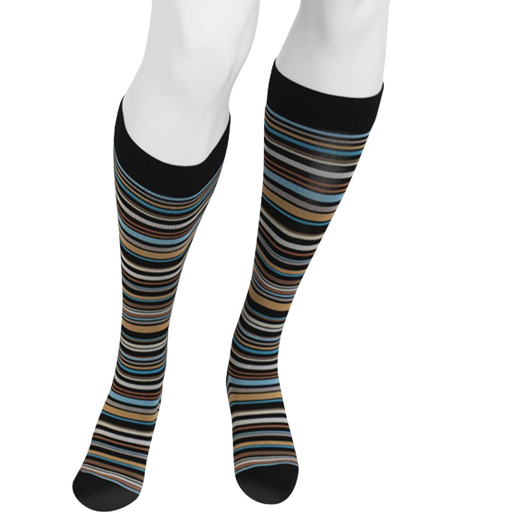 Juzo Power Vibe Premium Compression Socks For Men and Women 20-30 mmHg, Small, Tall, Super Stripe